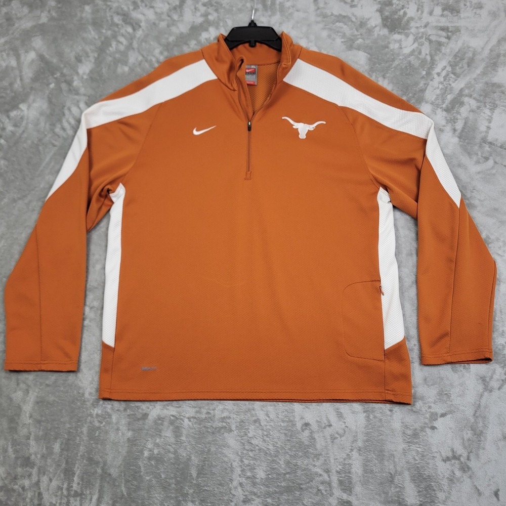 Texas Longhorn Nike Team Dri-Fit Mens Pullover XL Quarter-Zip Pullover Polyester